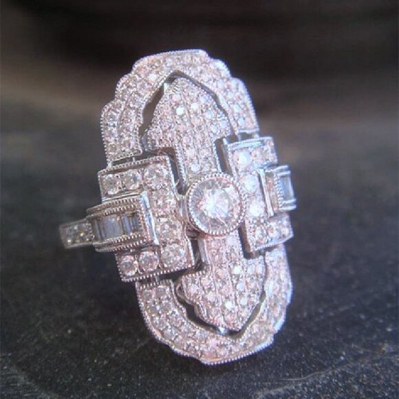 🎀  Fashionable 925 Silver Plated CZ Wedding Ring for Women, FB16FA1033 - Picture 1 of 5